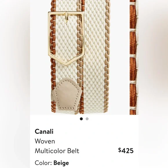 🔥1 Week SALE CANALI MENS WOVEN REVERSIBLE BELT CREAM BEIGE